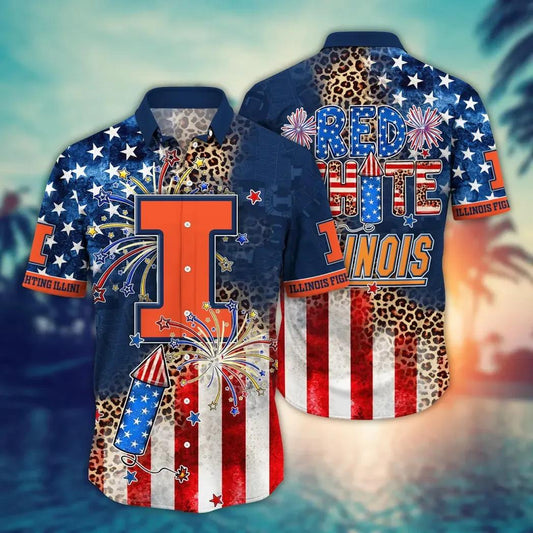 Illinois Fighting Illini NCAA Aloha Hawaiian Shirt 2, NCAA Hawaiian Shirt Moonbestprint