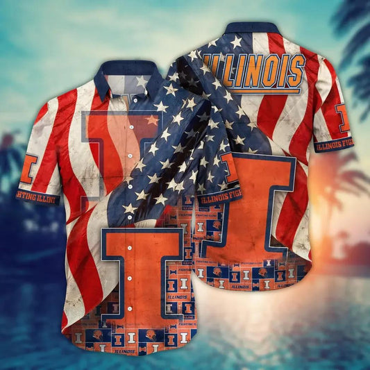 Illinois Fighting Illini NCAA Flower Aloha Hawaiian Shirt 10, NCAA Hawaiian Shirt Moonbestprint