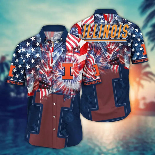 Illinois Fighting Illini NCAA Flower Aloha Hawaiian Shirt 12, NCAA Hawaiian Shirt Moonbestprint