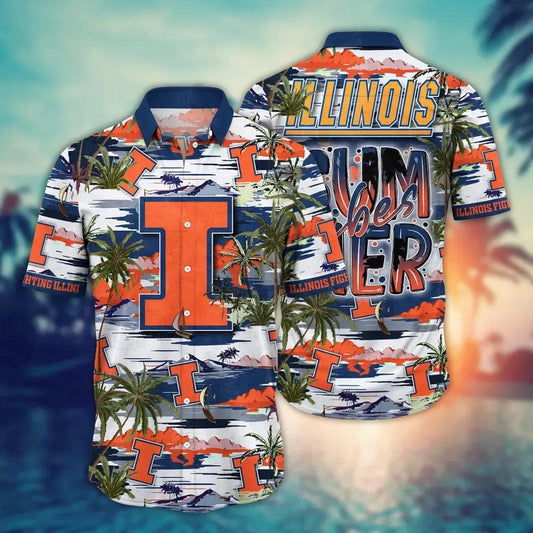 Illinois Fighting Illini NCAA Flower Aloha Hawaiian Shirt 8, NCAA Hawaiian Shirt Moonbestprint