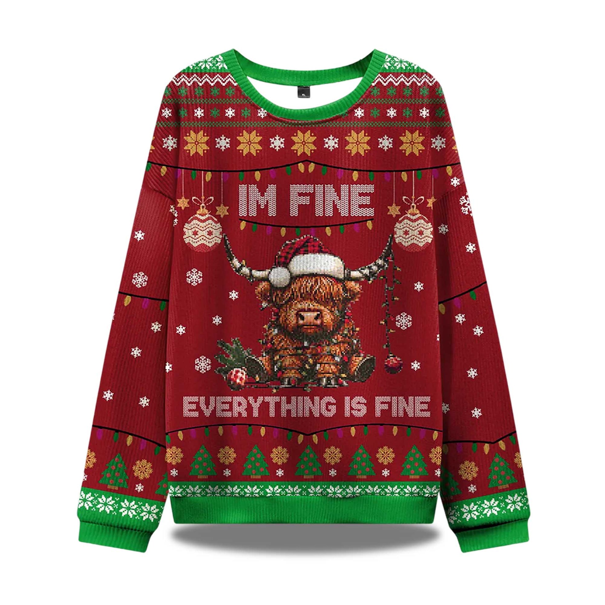 2026 I'm Fine Everything Is Fine Ugly Christmas Sweater Moonbestprint