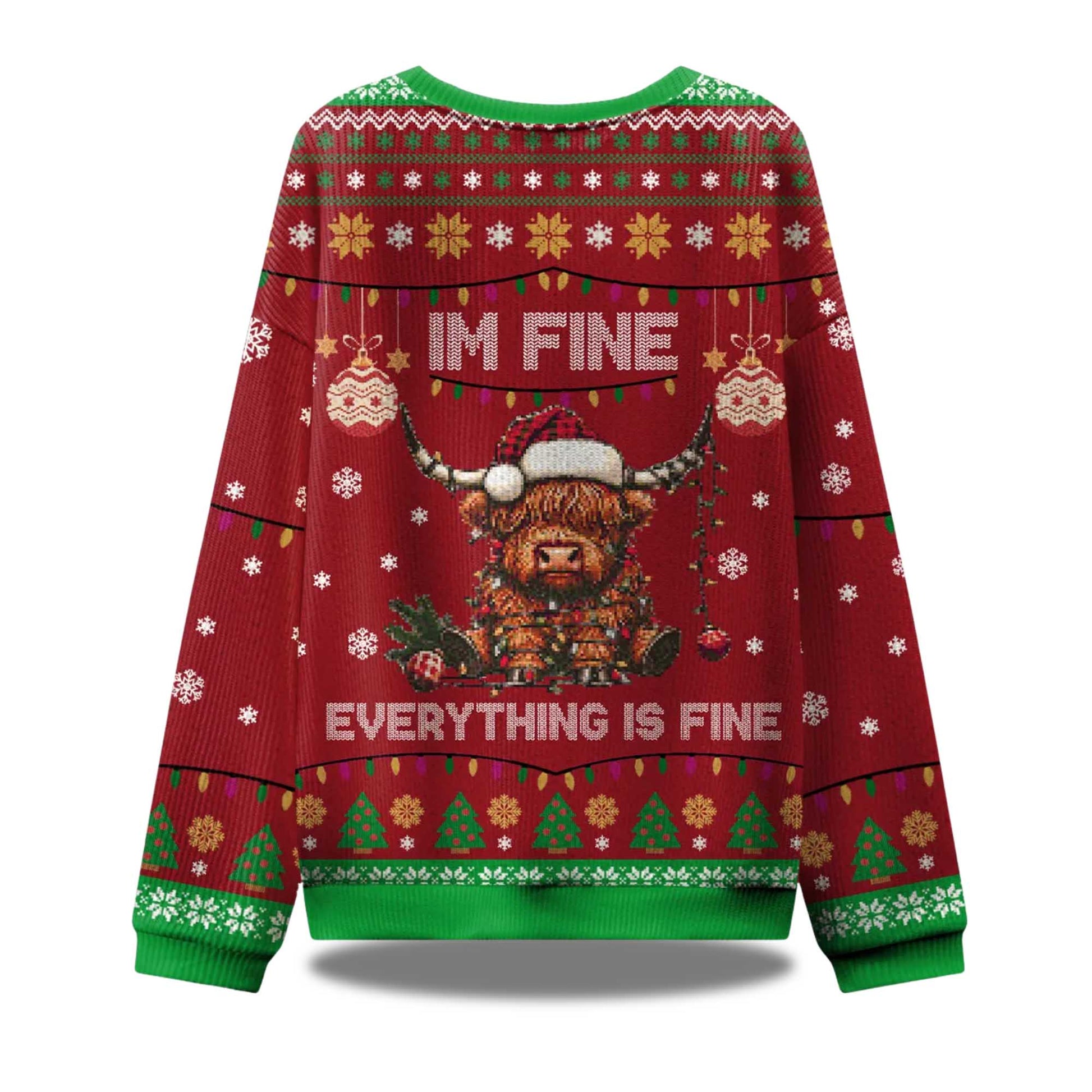 2026 I'm Fine Everything Is Fine Ugly Christmas Sweater Moonbestprint