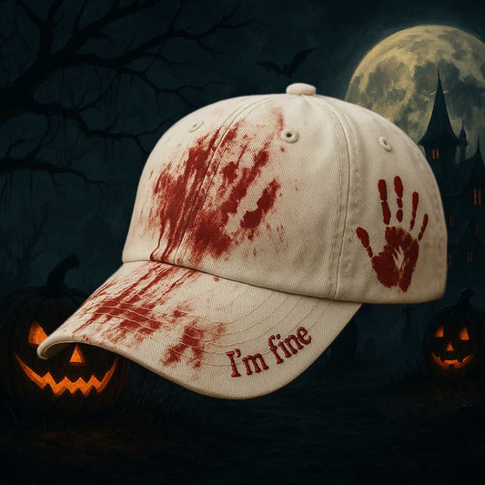 I'm Fine Halloween Blood Print Hat -Moonbestprint