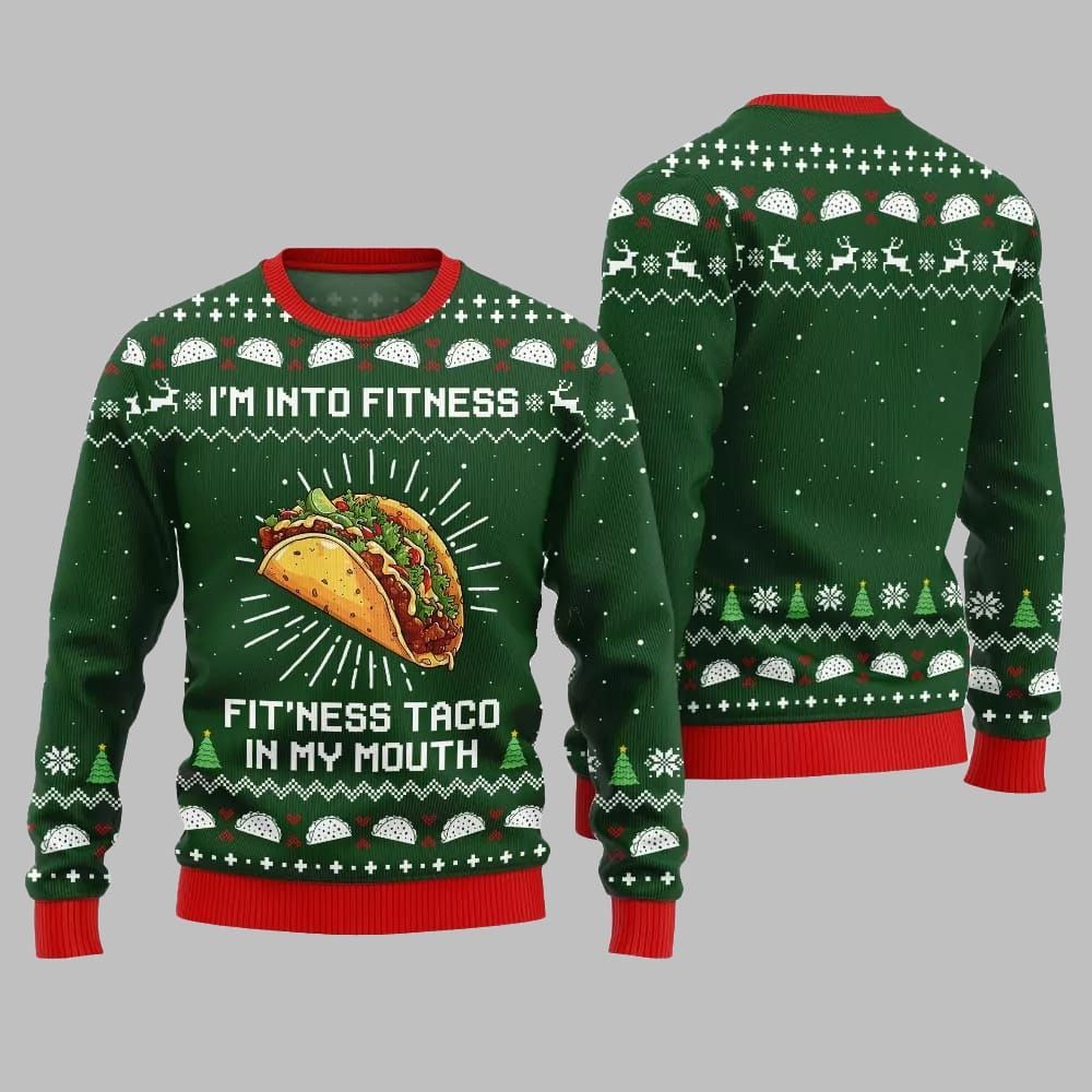 Im Into Fitness Fitness Taco In My Mouth Ugly Sweater Christmas 2026 - Moonbestprint