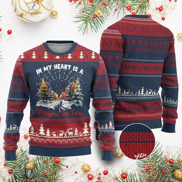 In My Heart Is A Xmas Tree Farm Ugly Christmas Sweater - Moonbestprint
