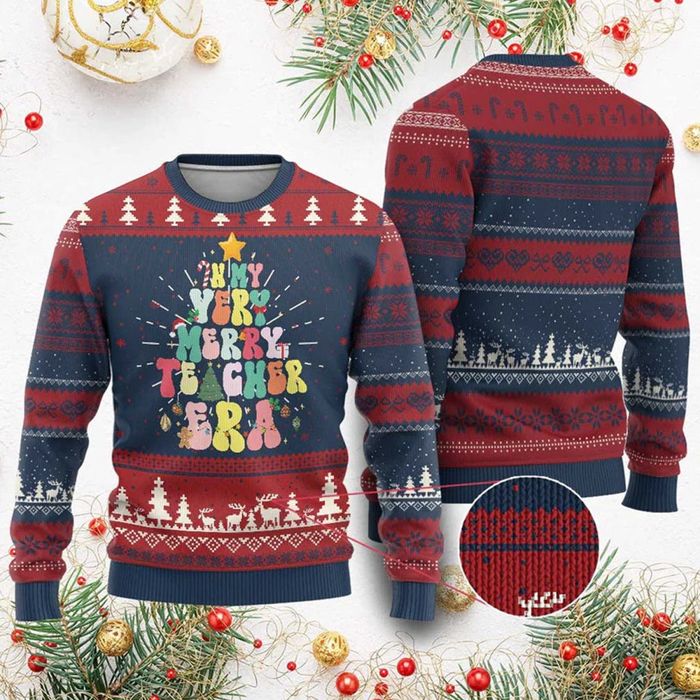 In My Very Merry Teacher Era Ugly Christmas Sweater - Moonbestprint