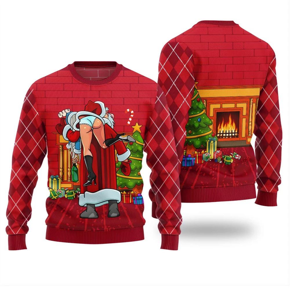Inappropriate Santa Funny Ugly Christmas Sweater - Moonbestprint