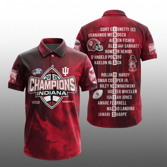 Indiana Hoosiers Big Ten Conference 2025 Champions Polo Shirt - Moonbestprint
