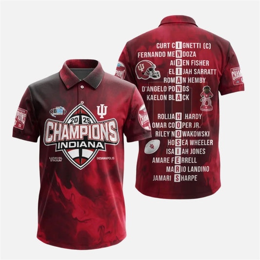 Indiana Hoosiers Big Ten Conference 2025 Champions Polo Shirt - Moonbestprint