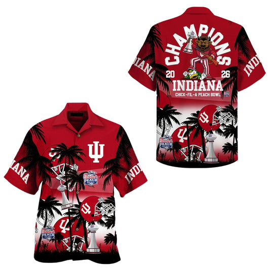 Indiana Hoosiers Champions 2025 Peach Bowl Hawaiian Shirt – Moonbestprint