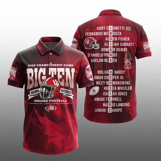 Indiana Hoosiers Football 2025 Championship Game Big Ten Polo Shirt - Moonbestprint
