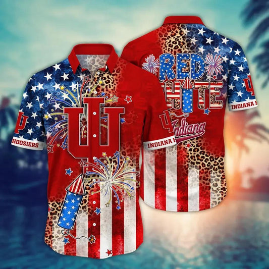 Indiana Hoosiers NCAA Aloha Hawaiian Shirt, NCAA Hawaiian Shirt Moonbestprint