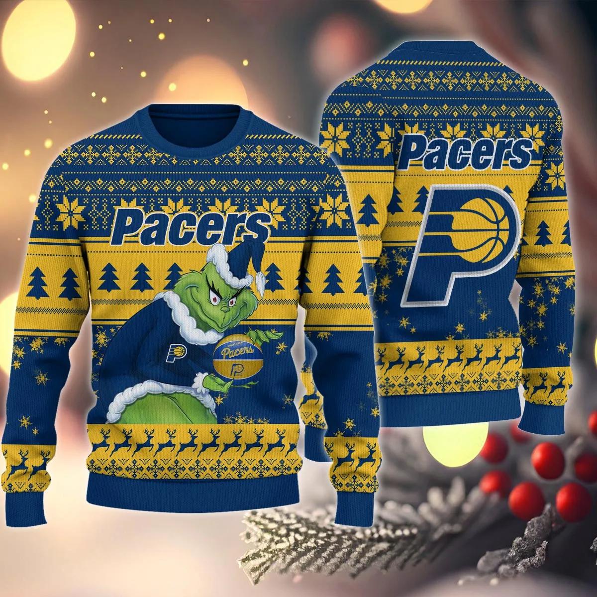 Indiana Pacers Grinch Stolen Ugly Christmas Sweater, NBA Chritsmas Sweater Moonbestprint