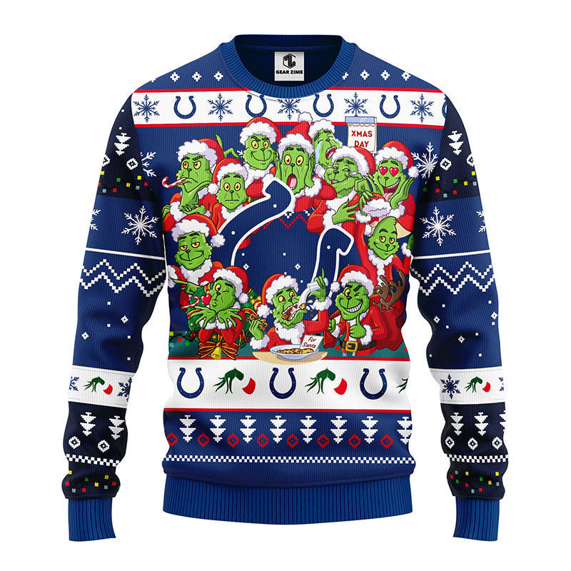 Indianapolis Colts 12 Grinch Xmas Day Ugly Christmas Sweater, Grinch Xmas Sweater Moonbestprint