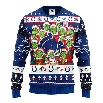 Indianapolis Colts 12 Grinch Xmas Day Ugly Christmas Sweater, Grinch Xmas Sweater Moonbestprint