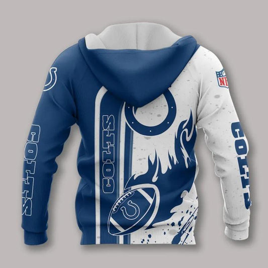 Indianapolis Colts All Fire Ball Over Print Hoodie, NFL Hoodie Moonbestprint