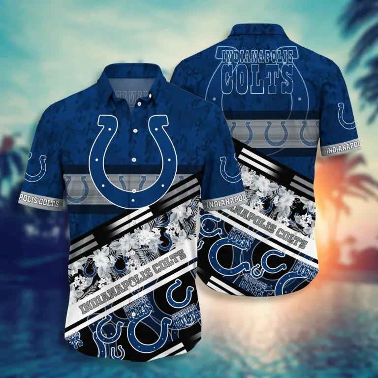 Indianapolis Colts Aloha Camo Hawaiian Shirt, NFL Hawaiian Shirt Moonbestprint