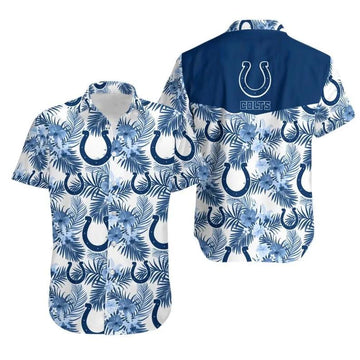 Indianapolis Colts Aloha Leaves Hawaiian Shirt, NFL Hawaiian Shirt Moonbestprint