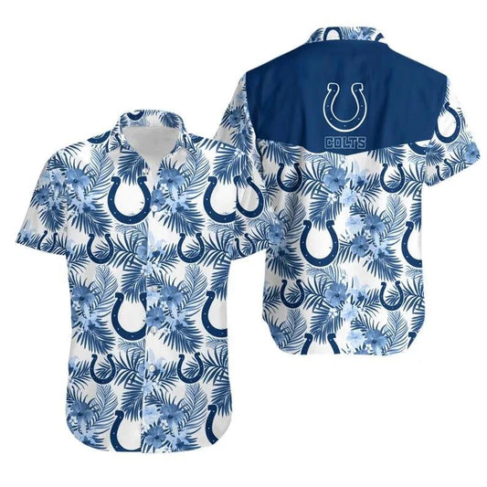 Indianapolis Colts Aloha Leaves Hawaiian Shirt, NFL Hawaiian Shirt Moonbestprint