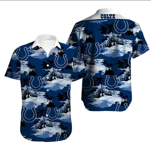 Indianapolis Colts Football Aloha Pattern Hawaiian Shirt, NFL Hawaiian Shirt Moonbestprint