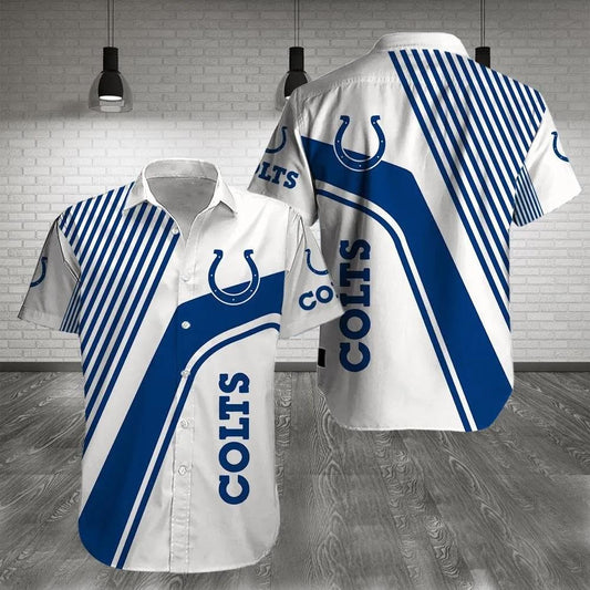 Indianapolis Colts Football Lines Pattern Hawaiian Shirt, NFL Hawaiian Shirt Moonbestprint