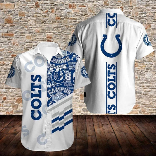 Indianapolis Colts Football Logo Pattern Hawaiian Shirt, NFL Hawaiian Shirt Moonbestprint