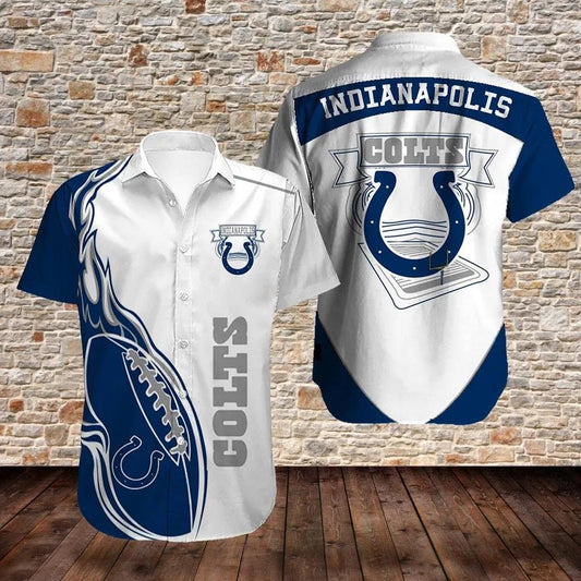 Indianapolis Colts Football Pattern Hawaiian Shirt, NFL Hawaiian Shirt Moonbestprint