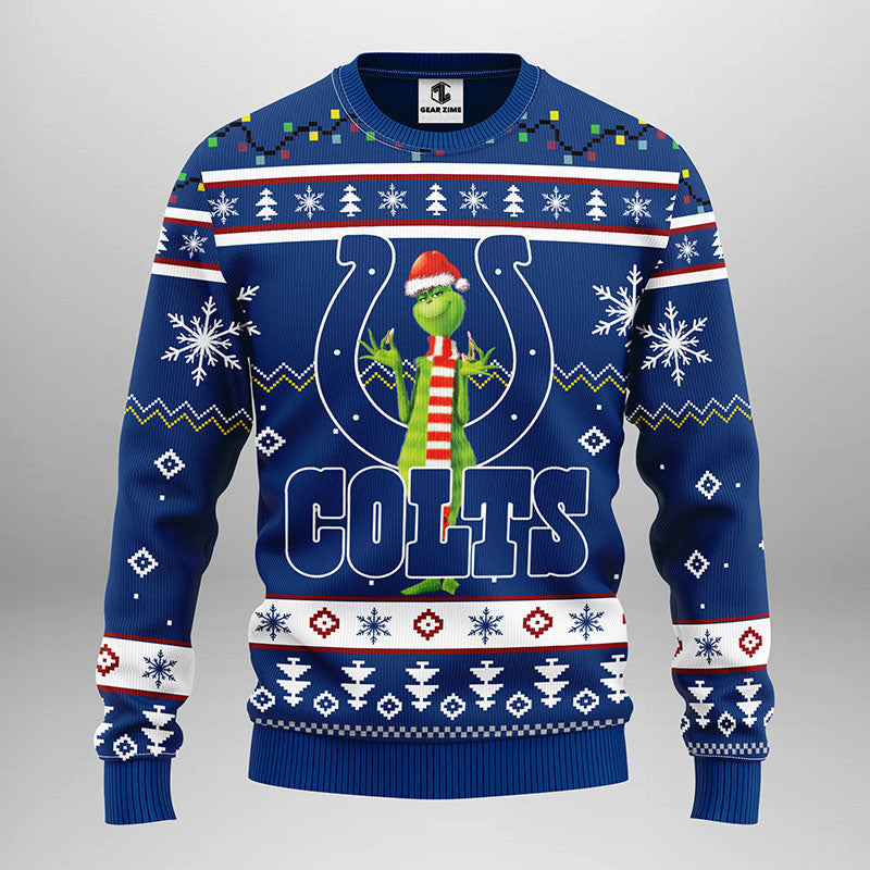 Indianapolis Colts Funny Grinch Ugly Christmas Sweater, Grinch Xmas Sweater Moonbestprint