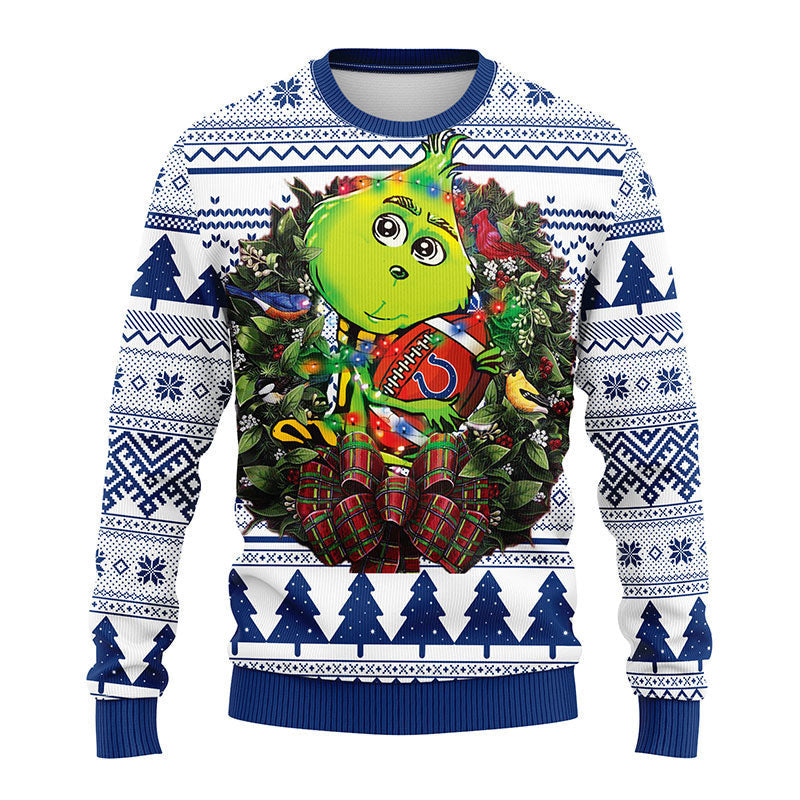 Indianapolis Colts Grinch Hug Ugly Christmas Sweater, Grinch Xmas Sweater Moonbestprint