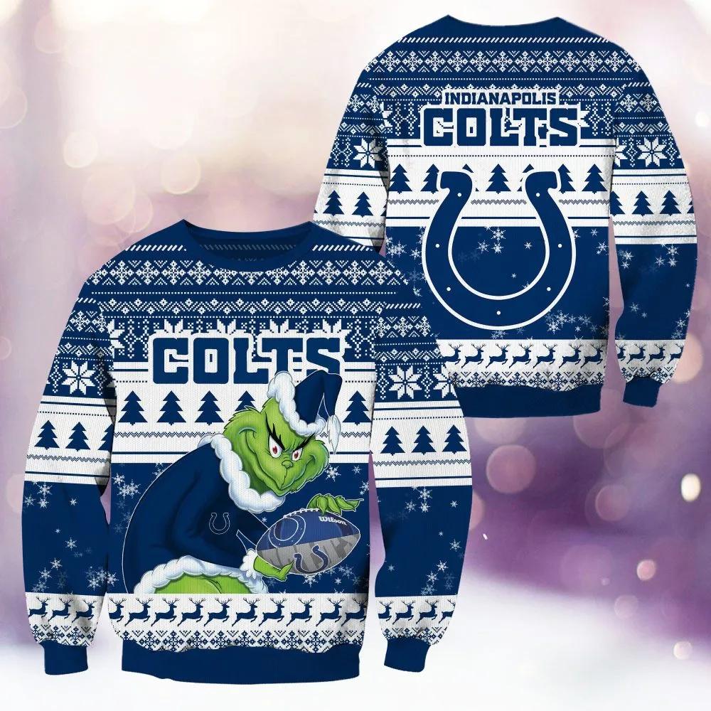 Indianapolis Colts Grinch Stolen Ugly Christmas Sweater, NFL Christmas Sweater Moonbestprint