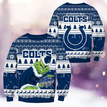 Indianapolis Colts Grinch Stolen Ugly Christmas Sweater, NFL Christmas Sweater Moonbestprint