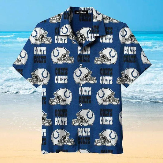 Indianapolis Colts Helmet Nfl Hawaiian Graphic Print Short Sleeve Hawaiian Shirt, NFL Hawaiian Shirt Moonbestprint