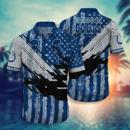 Indianapolis Colts Nfl Football Hawaiian Shirt Short American Flag Print This Summer Best Gift For Fans, NFL Hawaiian Shirt Moonbestprint