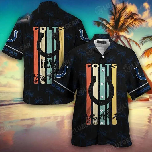 Indianapolis Colts Nfl Hawaii Beach Shirt Retro Vintage Summer Short Sleeve Button Hawaiian Shirt, NFL Hawaiian Shirt Moonbestprint