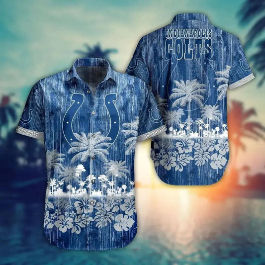 Indianapolis Colts Nfl Hawaii Graphic Tropical Pattern Style Summer Hawaiian Shirt, NFL Hawaiian Shirt Moonbestprint