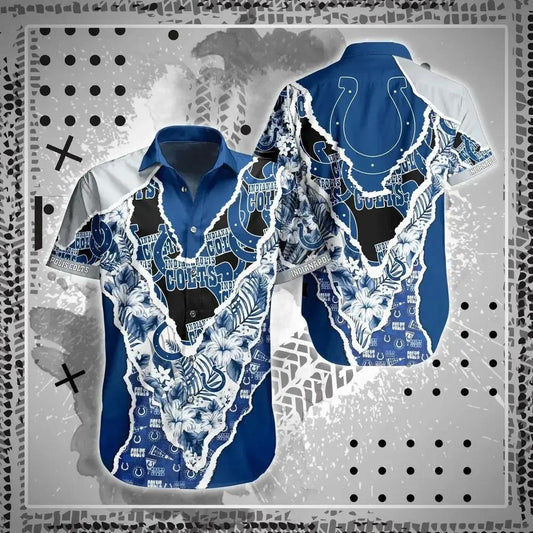 Indianapolis Colts Nfl Hawaii Shirt Graphic Floral Pattern This Summer Meaningful Gifts For Fans, NFL Hawaiian Shirt Moonbestprint