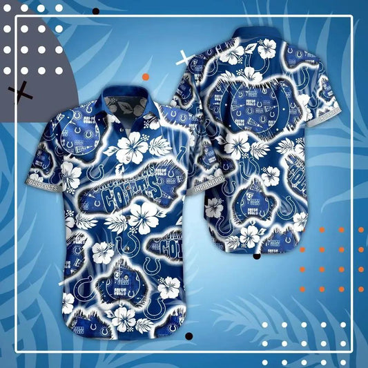Indianapolis Colts Nfl Hawaii Shirt And Short Graphic Floral Printed This Summer Beach Shirt For Best Fans, NFL Hawaiian Shirt Moonbestprint