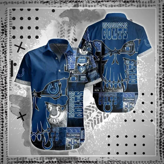 Indianapolis Colts Nfl Hawaiian Sas Skull Printed 3D New Trend Summer For Best Fans, NFL Hawaiian Shirt Moonbestprint