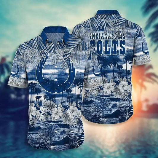 Indianapolis Colts Nfl Hawaiian Sas Style Tropical Pattern Graphic Hot Trending Summer For Awesome Fans, NFL Hawaiian Shirt Moonbestprint