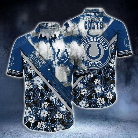 Indianapolis Colts Nfl Hawaiian Shirt Graphic Tropical Pattern New Trend Summer For Nfl Football Fans, NFL Hawaiian Shirt Moonbestprint