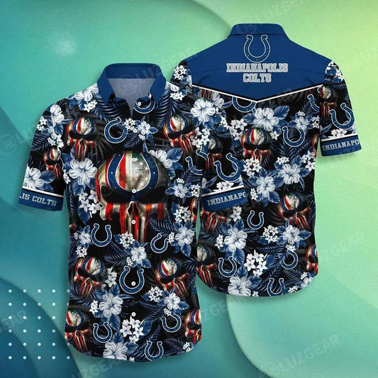 Indianapolis Colts Nfl Hawaiian Shirt Skull Punisher Printed 3D New Trend Summer For Your Loved Ones, NFL Hawaiian Shirt Moonbestprint