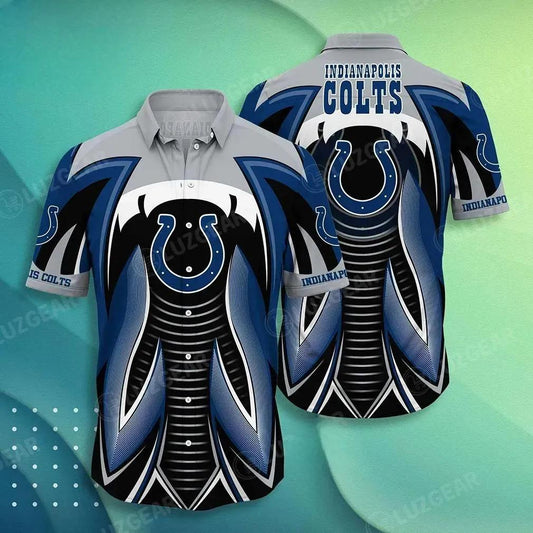 Indianapolis Colts Nfl Hawaiian Shirt Summer Short Sleeve Button Down Shirt Gift For Best Fans, NFL Hawaiian Shirt Moonbestprint