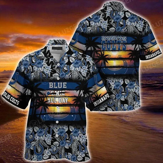 Indianapolis Colts Nfl Summer Hawaiian Shirt Floral Pattern Graphic For Sports, NFL Hawaiian Shirt Moonbestprint