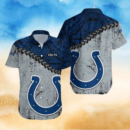 Indianapolis Colts Polynesian Tattoo Hawaiian Shirt, NFL Hawaiian Shirt Moonbestprint