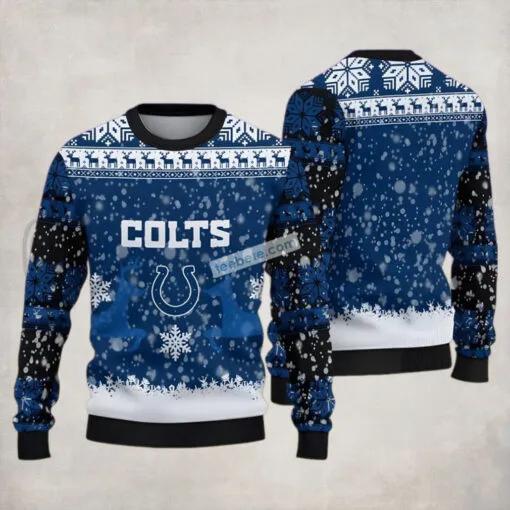 Indianapolis Colts Reindeer Snowflakes Blue Naughty Ugly Christmas Sweater, NFL Chritsmas Sweater Moonbestprint