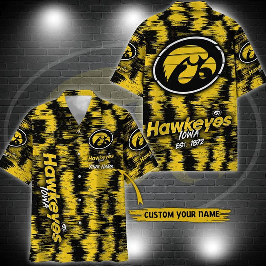 Iowa Hawkeyes Aloha Hawaiian Shirt Custom Your Name, NCAA Hawaiian Shirt Moonbestprint