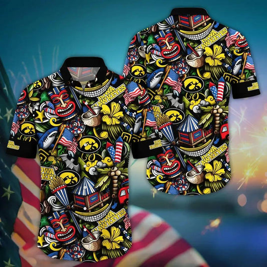 Iowa Hawkeyes NCAA Flower Aloha Hawaiian Shirt, NCAA Hawaiian Shirt Moonbestprint