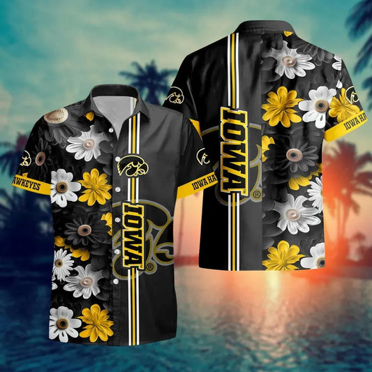Iowa Hawkeyes NCAA Flower Aloha Hawaiian Shirt 1, NCAA Hawaiian Shirt Moonbestprint