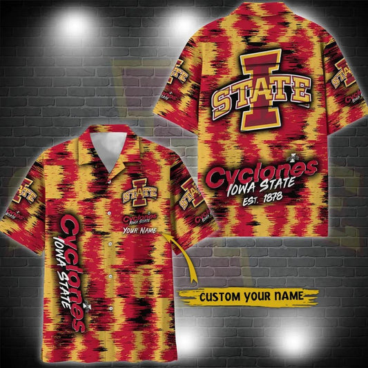 Iowa State Cyclones Aloha Hawaiian Shirt Custom Your Name, NCAA Hawaiian Shirt Moonbestprint