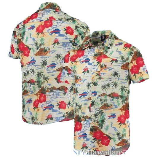Island Hibiscus And Buffalo Bills Logo Hawaiian Shirt - Moonbestprint